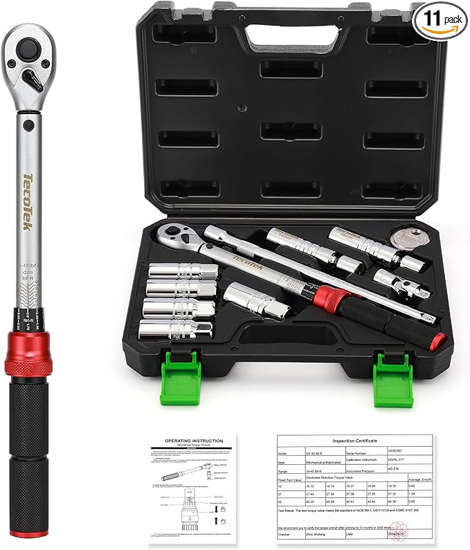 11Pcs 3/8" Drive Spark Plug Socket Set with Click Torque Wrench, Spark Plug Gapper, Universal Joint, Extension Bar, 9/16", 5/8", 3/4", 13/16", 14, 16 and 18mm, CR-V Sockets with Rubber Rings