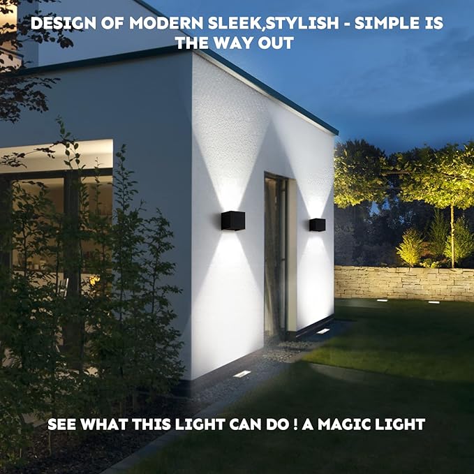 20W Outdoor Wall Light, Modern Waterproof 6500K Porch Light, Adjustable Up & Down Beam, 2 Pack - YY-BD-020