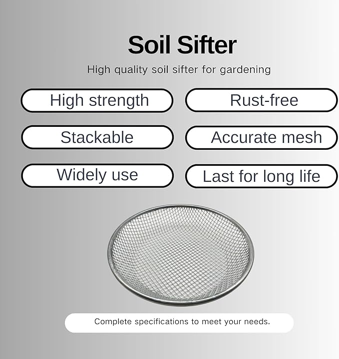 3 PCS Soil Sieve for Garen -12 inches Soil Sifter for Rocks Compost Suitable for 5 Gallon Drums 10mm，6mm，3mm
