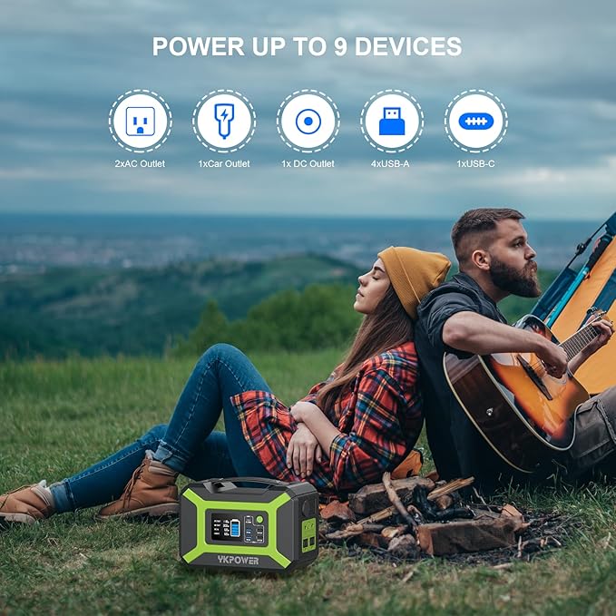 Portable Power Station 300W (Peak 600W), YKPOWER 296Wh Backup Lithium Battery Solar Generator with 110V AC Output, 60W USB-C PD Output, LED Light, Power Station for Outdoor Camping Travel RV CPAP Home