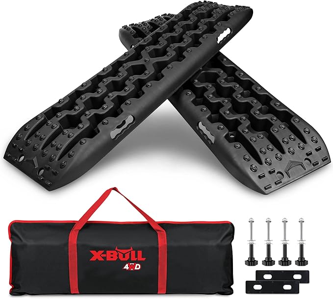 X-BULL New Recovery Traction Tracks Sand Mud Snow Track Tire Ladder 4WD (Black,3gen)