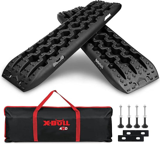 X-BULL New Recovery Traction Tracks Sand Mud Snow Track Tire Ladder 4WD (Black,3gen)