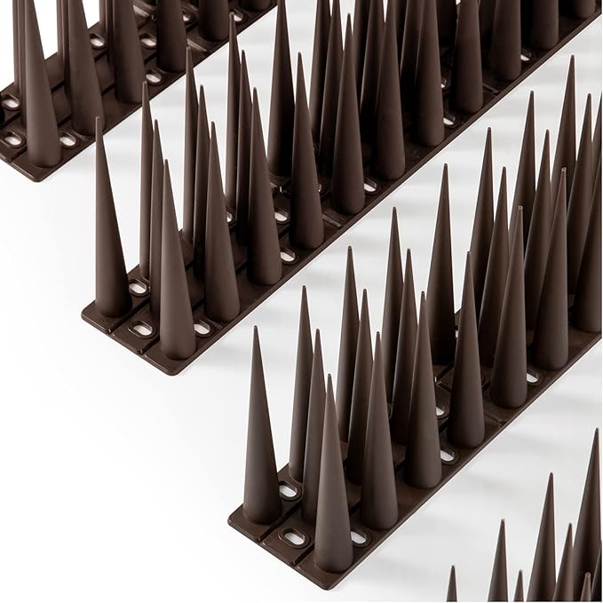 OFFO Bird Spikes Pigeon Outdoor Spikes for Cat Keep Birds Raccoon Woodpecker Away Covers 60 Feet(18.3m), Brown