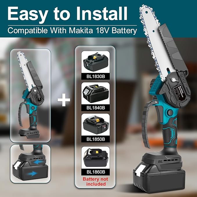Mini Chainsaw for M-akita 18V Battery, 600 W Brushless Chainsaw Electric 6 Inches, Battery Chainsaws Hand Chainsaw for Garden Shears, Wood Cutting（No Battery）