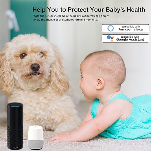 PHOVOLT WiFi Hygrometer Thermometer Sensor for Home, Indoor Outdoor Wireless Temperature Humidity Sensor Monitor with Remote App Notification Alert, Work with Tuya app, for Home Greenhouse (2-Pack)