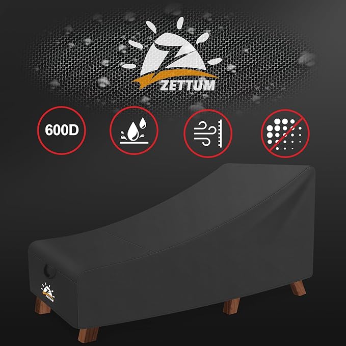 Outdoor Lounge Chair Cover - Waterproof Patio Chaise Lounge Chair Cover, 600D Heavy Duty Fade-Resistant Outdoor Seating Covers for Pool Lounge Chair, Lawn Bench Furniture 80 x 32 x 32 Inch