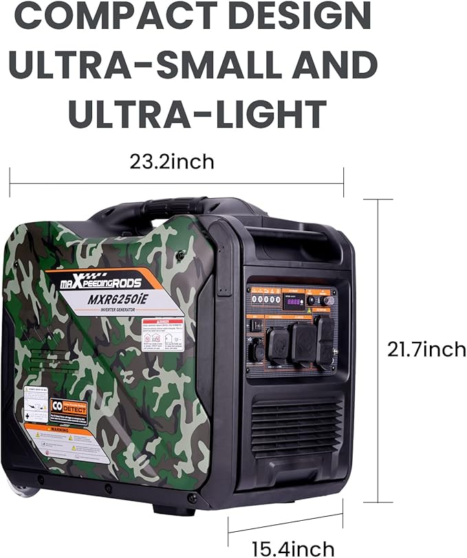 MaXpeedingrods 5500W Inverter Generator,Gas Powered, 86lbs, Electric Start, EPA Compliant, for Mobile Home Yard Garage Woodwork,Wheel & Handle Kit,RV Ready