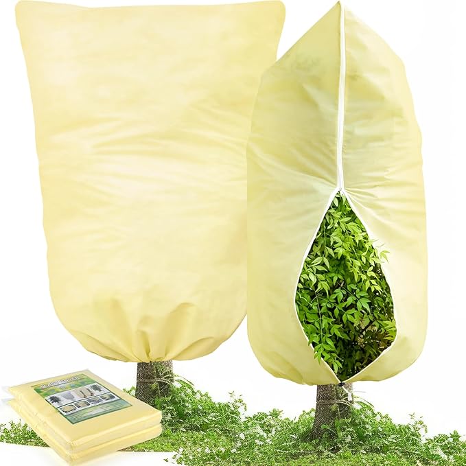 2 Packs Plant Covers for Winter 120x180cm, Shrub Covers for Winter, Plant Cover Freeze Protection, Cold Frost Protection Cover with Zipper Drawstring(80gsm)