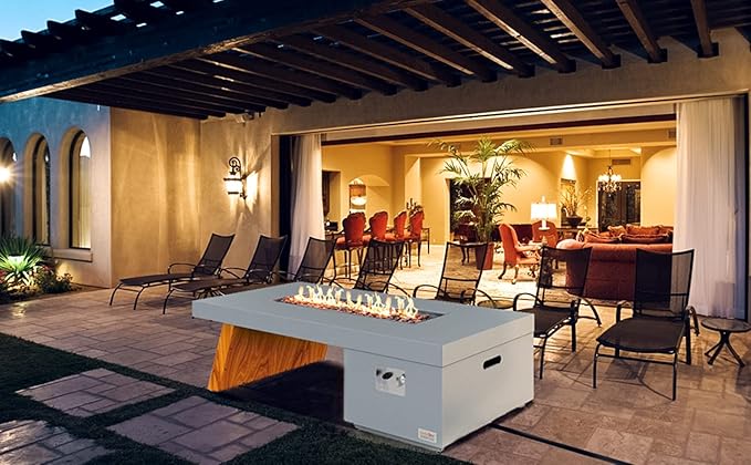 Onlyfire Premium 60” Outdoor Fire Pit Table with Lava Rocks& 12FT Hose, Large Propane Gas Firepit, Smokeless Fireplace 60,000BTU, Flame Adjustable for Backyard Patio Bonfire Party, Patio Heater FP015