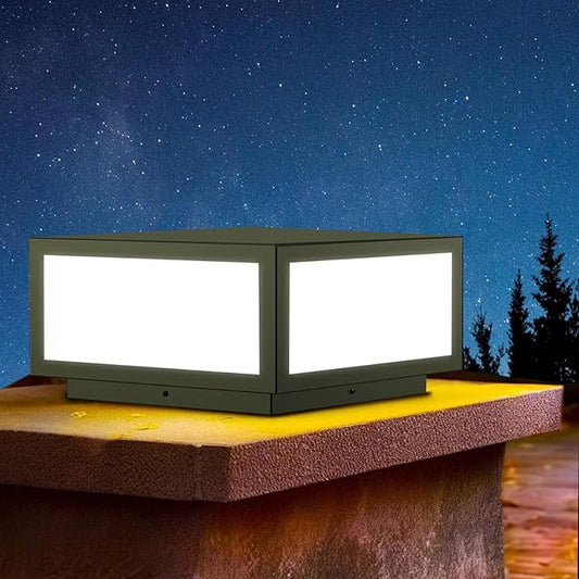 Outdoor Modern Post Light, LED Fence Deck Cap Light High Voltage Wired Lantern Column Lamp for Flat Surface Patio Garden Decoration with IP54 (High Voltage Wired, 16X16 Inch)