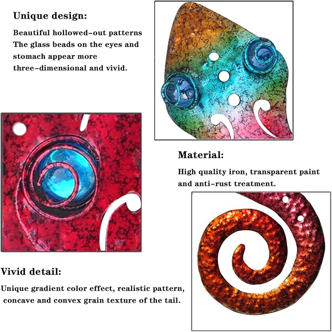 Metal Lizards Outdoor Decor Metal Gecko Wall Decoration Geico Lizard 13.5 * 8.5 Inch 3 Pack Set Suitable for Hanging in Yard Or Fence