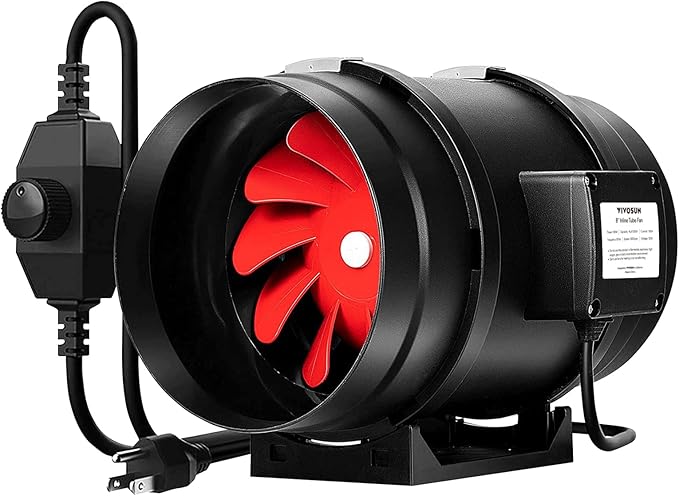 VIVOSUN R8 8 Inch 720 CFM Inline Duct Ventilation Fan with Variable Speed Controller for Grow Tent