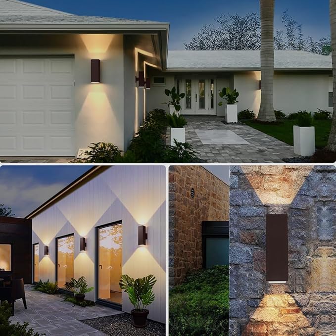 SHIMR Dusk to Dawn Outdoor Lighting 2 Pack, Modern Exterior Lighting Fixtures with Oil Rubbed Bronze Finish, Square Up Down Lights Outdoor for House Patio Garage [ETL Listed]