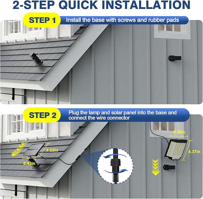 Solar Flood Lights Outdoor Waterproof, 4-Pack 186 LED Solar Wall Light Outside 2500LM, 3 Modes Remote Control with Motion Sensor, Dusk to Dawn Luces Solares, IP65 for Yard, Patio, Garden, Garage