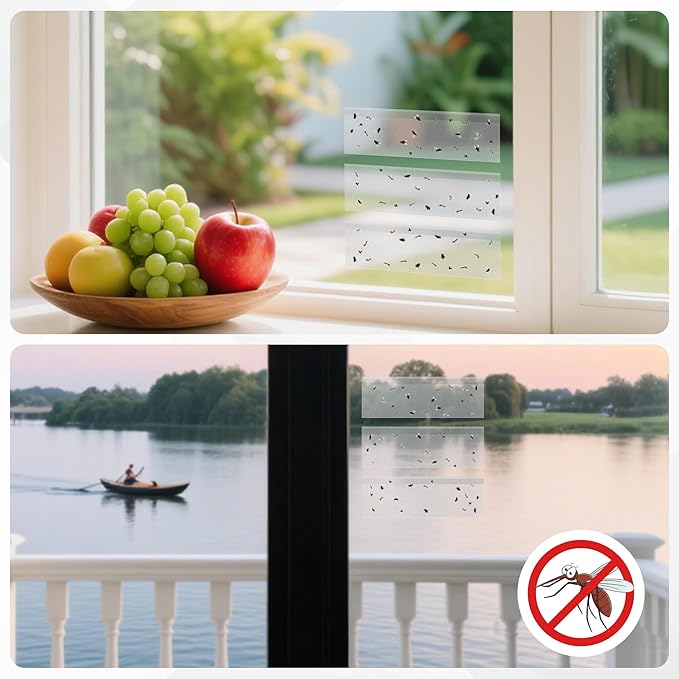 LULUCATCH Window Fly Traps, 12 Pack Fruit Fly Traps for Indoors, Sticky Gnat Traps Fly Catcher, Non-Toxic Flying Insect Trap, Pet Safe Pest Control for Home, Kitchen & Garage