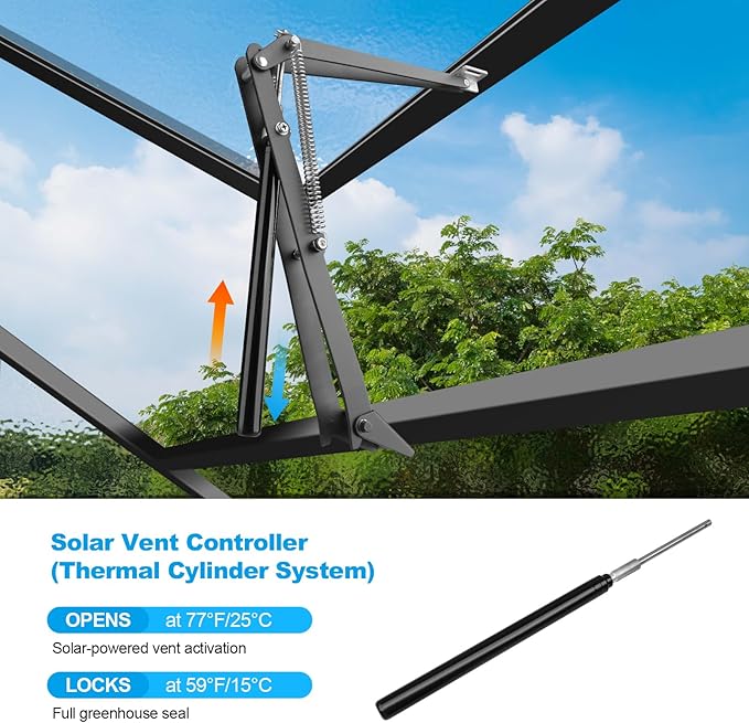 Greenhouse Vent Automatic Opener Greenhouse Accessories Window Opener Auto Vent Kit Sensitive Gardening Tools Automatic Greenhouses Supplies Solar Heat Sensitive Dual Spring Lifts 33lbs (2pc)