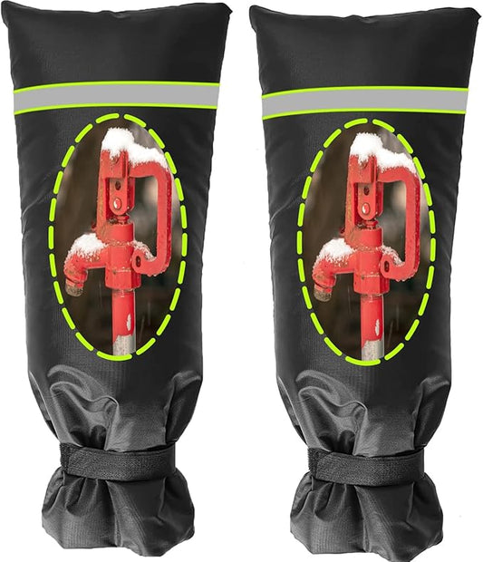 2 Pack Outdoor Faucet Covers for Winter, 8.2" W x 20" H Outside Yard Hydrant Protector Socks Winter, Insulated Hose Bib Protector Cover, Spigot Pipe Cover Freeze Protection Black