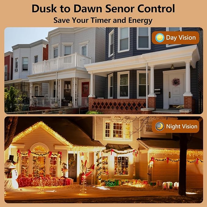 TiFFCOFiO Outdoor Timer Waterproof, Remote Control Dusk to Dawn Sensor Countdown, 100 ft Range, 2 Grouded Electrical Outlets for Home and Garden, 15A 1/2HP, Heavy Duty, ETL Listed (2 Packs)