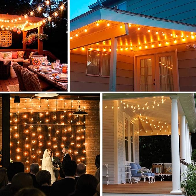 18Ft Outdoor Patio String Lights,UL Listed Commercial Light String with 10+1 Plastic G40 LED Clear Globe Bulbs,Decoration for Patio Backyard Cafe Porch Garden Bistro Party Wedding