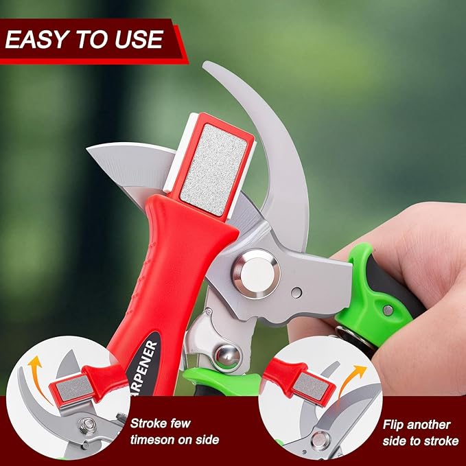 2-Pack Garden Tool Sharpener, Multi-Tool Blade Sharpener for Pruners, Scissors & Garden Tools, Compact & Portable Sharpening Stone for Outdoor, Kitchen & Gardening Tool Maintenance