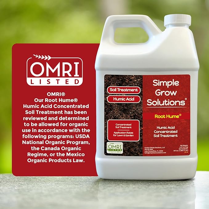 Root Hume- Simple Grow Solutions - Concentrated Humic - Liquid Carbon - Simple Grow Solutions- Natural Lawn & Garden Treatment - Plant Food Enhancer- Turf Grass Soil Conditioner (64 Ounce)