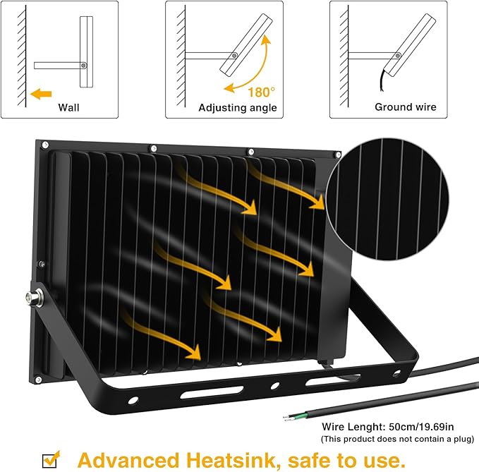 Onforu 200W LED Flood Lights Outdoor, 18000LM Bright Security Light, IP66 Waterproof Outdoor LED Lights, 6500K Daylight White Floodlight for Garage, Yard, Garden, Stadium, Playground, Arena(2 Pack)