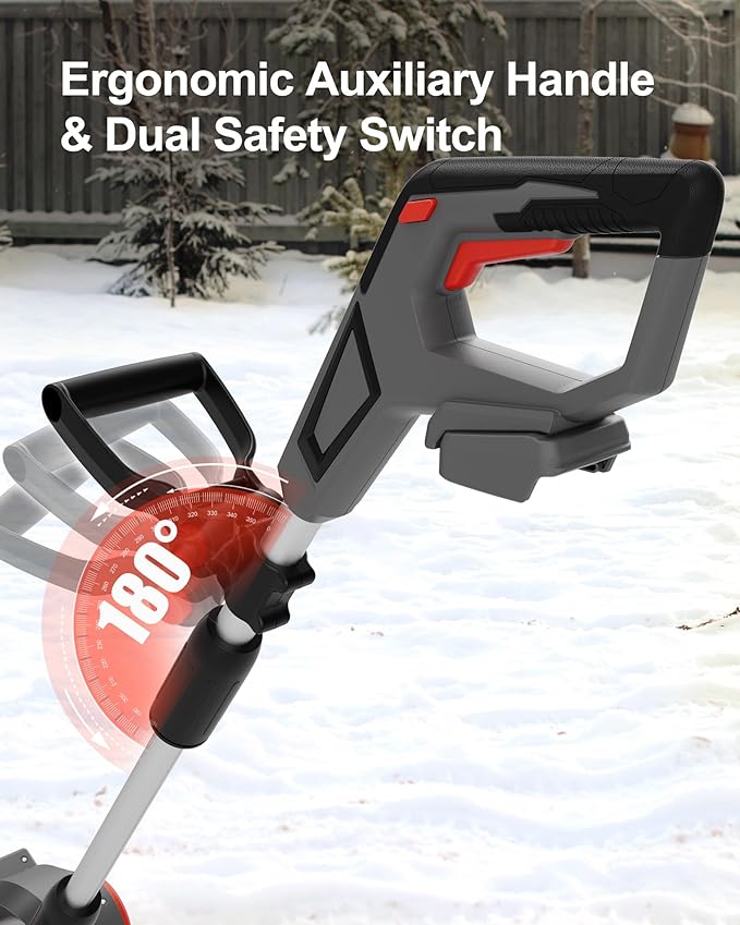 Mellif Cordless Snow Shovel, 12-Inch Brushless Snow Blower Compatible with DeWalt 20V MAX Battery, Includes 4.0Ah Battery & Charger Kit, Lightweight with Adjustable Chute (Gray for Dewalt)