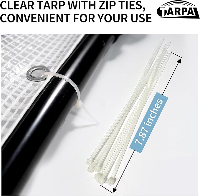 TARPAL 3'x3'（2pack Clear White Tarp Heavy Duty Waterproof 12mil with Grommets or Zip Ties for Small Greenhouse for Outdoors Garden,Farm,Chicken Coops