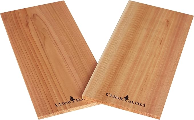 2 Pack Premium Cedar Planks for Grilling Salmon, Meat Fish and Veggies. Adding Extra Smoke and Flavor, Soaking Fast, Easy to Use Hickory Cedar Grilling Planks (11.8"X5.7")