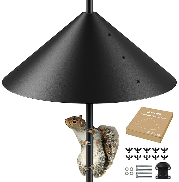 19 Inch Metal Squirrel Baffle for Bird Feeder Pole, Outdoor Squirrel Proof Bird Feeders, Bird House Guard for Shepherd’s Hook, Rust Chew Proof Heavy Duty