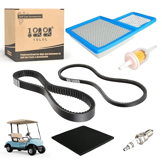 10L0L Golf Cart Tune Up Kit with Starter Generator Belt & Drive Belt for Yamaha 1996-up G16 G19 G22 & 2012-up G29 Gas Model W/ 4 Cycle 301cc 357cc Engine Air Filter Pre Fuel Filter Spark Plug