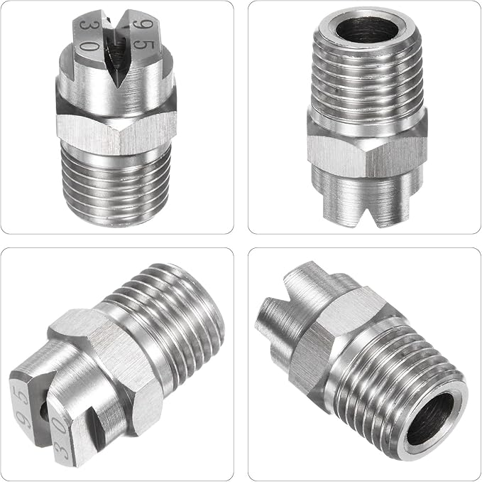 2-Pack Flat Fan Spray Tip, 95 Degree 1/4BSPT Male Stainless Steel Pressure Washer Nozzles Cleaner Nozzle Replacement W Sealing Tape for Water Guns (3.6mm Orifice)