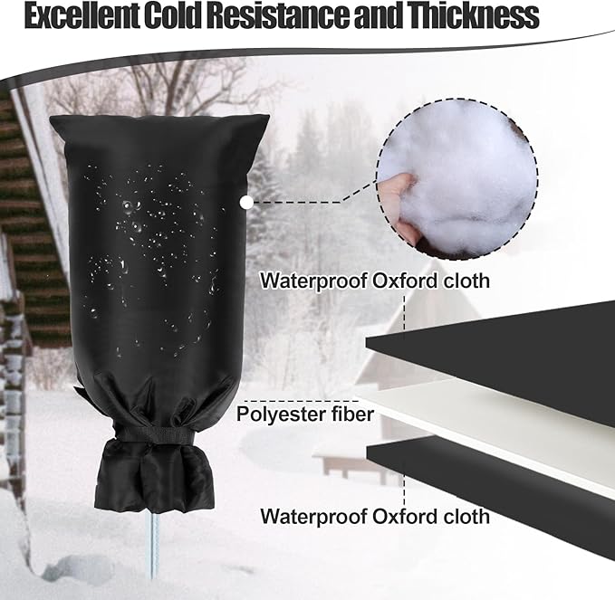 28'' x 15'' Large Faucet Covers for Winter, 2 Pcs Outdoor Hydrant Covers Freeze Protection, Waterproof Faucet Sock for Spigot Garden Lawn Yard Farm Bibb Pipe