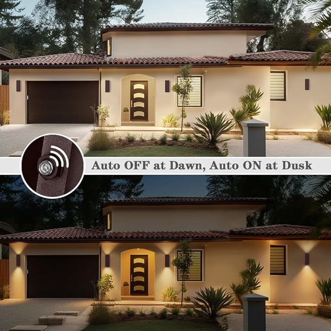 SHIMR Dusk to Dawn Outdoor Lighting 2 Pack, Modern Exterior Lighting Fixtures with Oil Rubbed Bronze Finish, Square Up Down Lights Outdoor for House Patio Garage [ETL Listed]