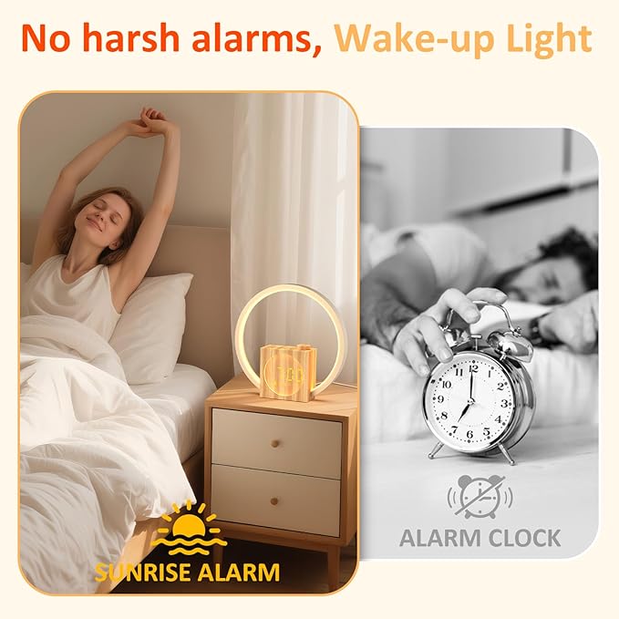 Sunrise Alarm Clock for Heavy Sleepers: White Noise Machine 12 Light Colors, 30 Sleep Sounds, 10 Soft Wake-Up Sounds - Wake up Light with Touch Control for Bedrooms, Yoga, Meditation & Relaxation