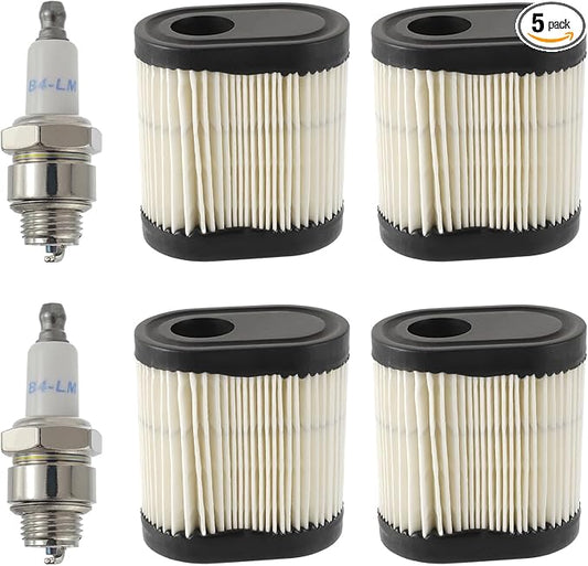36905 Lawn Mower Air Filter, Air Filter Replacement 36905 for 22 GTS 6.5HP 20016 20017 20018 Lawn Mower 751-11122 195EA with Spark Plug (Pack of 4)