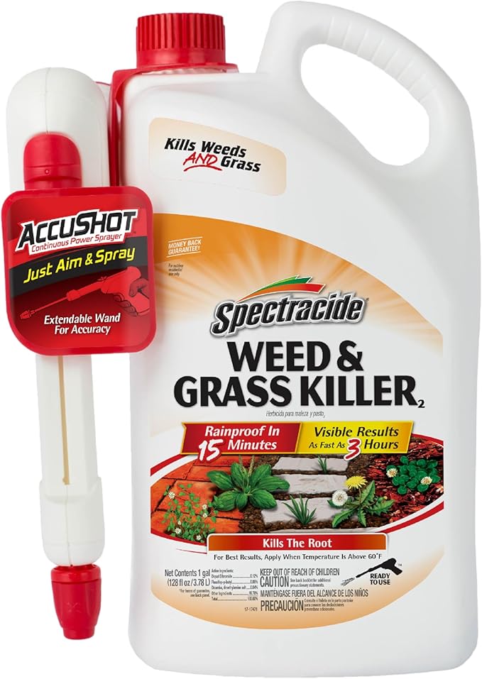 Spectracide Weed And Grass Killer 1 Gallon, With AccuShot Continuous Power Sprayer, 4 Pack