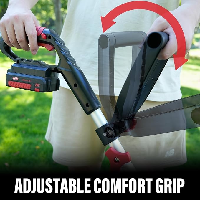 MZK 20V 12'' Cordless String Trimmer, Grass Trimmer&Edger with 8 Replacement Spools, Battery Powered Lightweight Weed Trimmer with Auto Line Feed for Garden, Lawn(2 * 2AH Battery and Charger Included)
