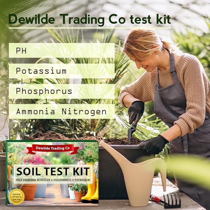 Soil Test Kit -140 Test- 2025 Updated- Testing PH Ammonia Nitrogen Phosphorus and Potassium - Tester for Your Vegetable Garden Lawn and Soil