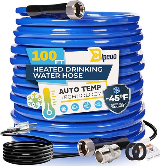 100FT Heated Water Hose for Rv,Heated Drinking Water Hose Antifreeze to -45°F,Great Rv Accessories for Campers,Livestock,Agriculture,Lead and BPA Free