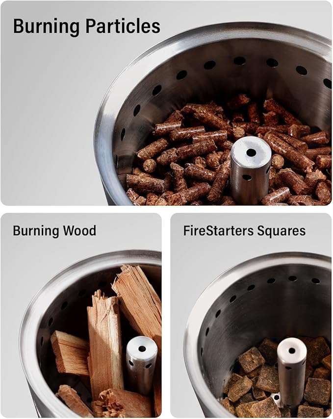 YEFU Tabletop Fire Pit 9.7 x 7.1 in, Low Smoke Camping Stove for Outdoor & Patio, Fueled by Pellets or Wood, Safe Burning Table Top Firepit, with Travel Bag & 2 Mini Sticks & Fireproof Mat, Black