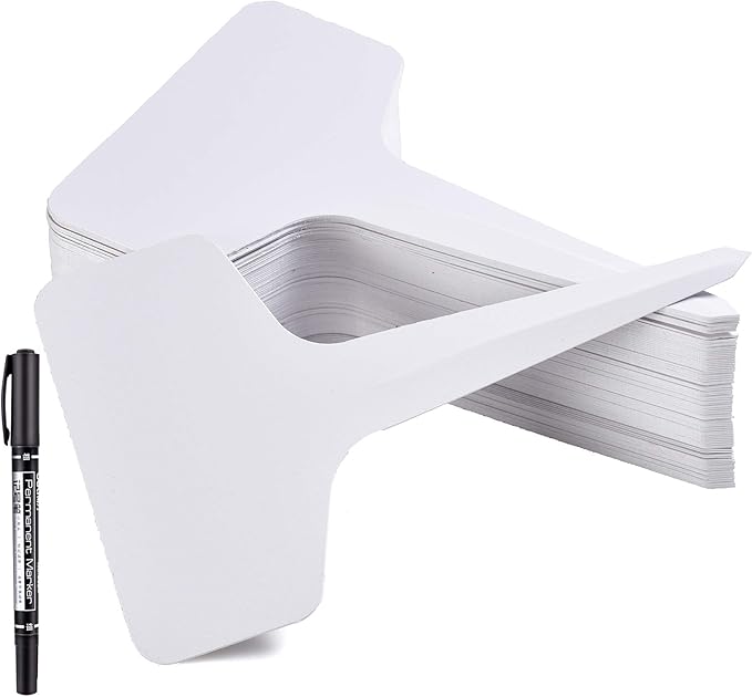 150 Pcs 6x10cm Plant Labels T-Type Waterproof Garden Tags Nursery Markers Plant Identification Stakes, White