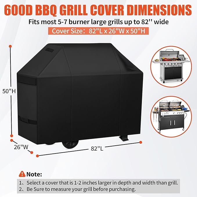 iCOVER Grill Cover 65 inch, BBQ Grill Cover for Outdoor Grill, 600D Heavy Duty Waterproof BBQ Cover, Anti-UV and Rip-Proof Barbecue Cover, Gas Grill Cover for Weber, Char-Broil, Nexgrill, etc