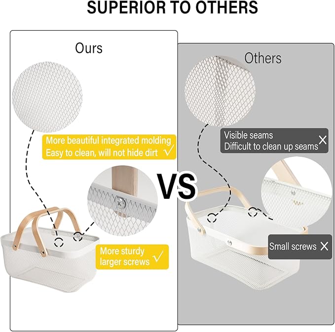 Metal Mesh Steel Harvest Basket, Rectangle Wire Garden Basket with Handle – Multi-Functional Storage Organizer for Gathering Vegetables, Fruits, Kitchen, Garden, Picnic & Cabinet (Blue)