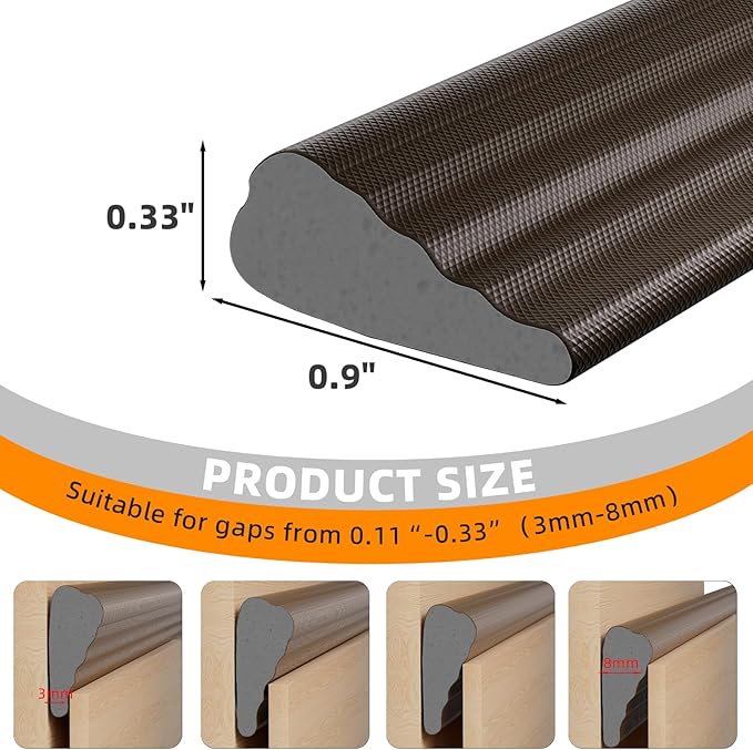 1 Pack*9.8 F Self-Adhesive Wedge Foam Window Weather Stripping Door Seal Strip, Soundproof Exterior Front Door Frame Gap Filler, Draft Stopper Foam Tape Noise Light Blocker (Brown)