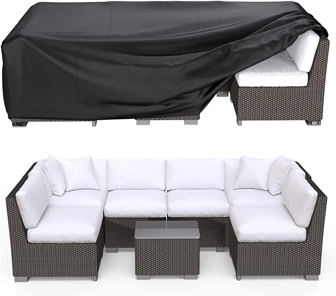 Patio Furniture Covers - Heavy Duty 600D Outdoor Furniture Cover - Waterproof, Covers for Sectional Sofa Set & Table & Chair Set, 84"L×44"W×23"H