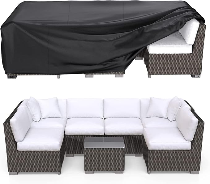 Patio Furniture Covers, Heavy Duty Outdoor Furniture Cover Waterproof, Sectional Sofa Set Covers Table and Chair Set Cover, 128"L×83"W×28"H