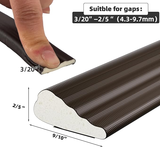 16.4 Ft Weather Stripping Seal Strip for Doors/Windows,Soundproofing Window Insulation Draft Stopper for Winter, Selfadhesive Foam Weather Strip for Door Frame,Door Gap Filler Noise Blocker(Brown)
