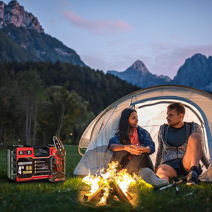 Mini Chainsaw Handheld Mini Cordless Electric Chainsaw with Battery Gas-Powered Option 4-Inch chainsaw Bar Oil Jug Safety Gloves Chain Caseightweiaht for Tree Trimming Wood Cutting