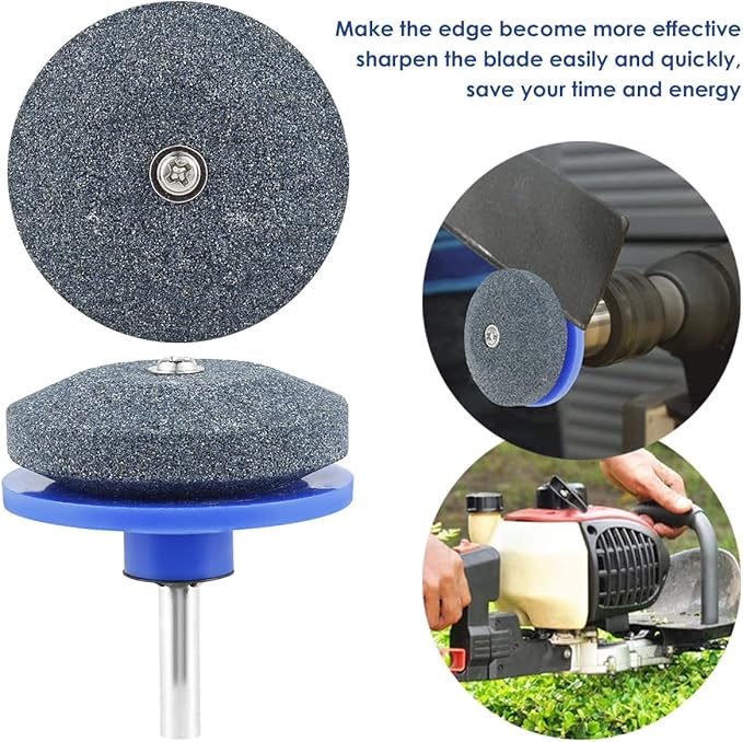 12 Pcs Lawn Mower Blade Sharpener Reusable Wear Resistant Grinder Wheel Stone with Blade Balancer Drill Attachment Grinding Accessories for Most Power Drill Hand Drill